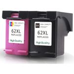 2 Pack HP 62XL High-Yield Remanufactured Ink Cartridges