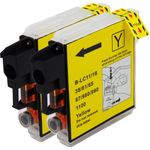 2 Pack Brother LC65Y Yellow Compatible High-Yield Ink Cartridges