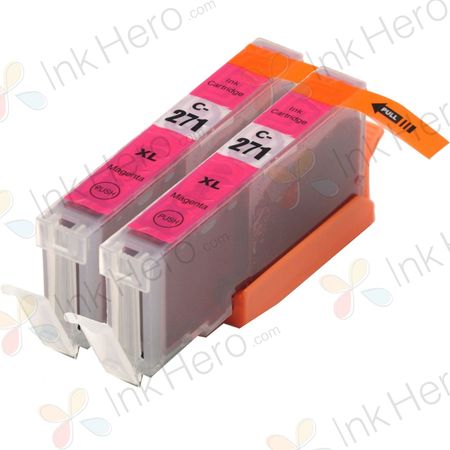 2 Pack Canon CLI-271XL Magenta Compatible High-Yield Ink Cartridges (0338C001)