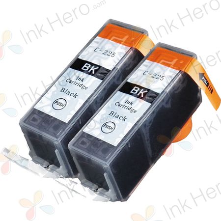 2 Pack Canon PGI-225BK (4530B001) Compatible Pigment Black Ink Cartridges