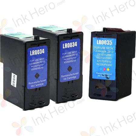 3 Pack Lexmark 34 & 35 Remanufactured Ink Cartridges