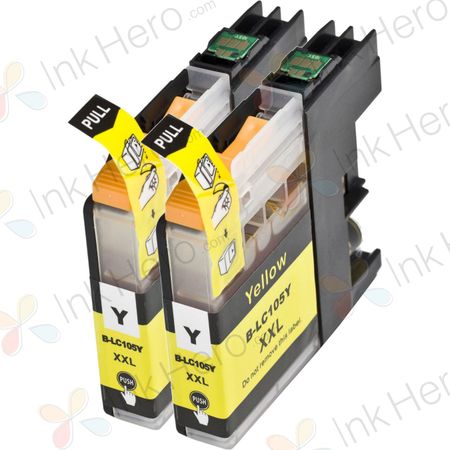 2 Pack Brother LC105Y Yellow Compatible Super High-Yield Ink Cartridges