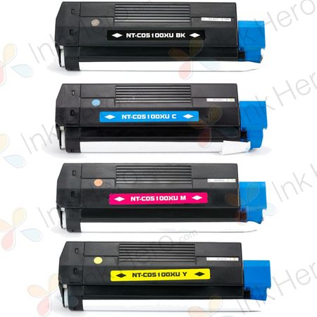 4 Pack OkiData C5100 / 5200 / C5300 / C5400 Compatible High-Yield Toner Cartridges