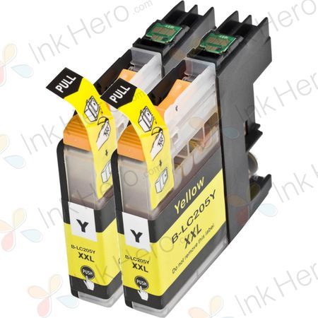 2 Pack Brother LC205Y Yellow Compatible Super High-Yield Ink Cartridges