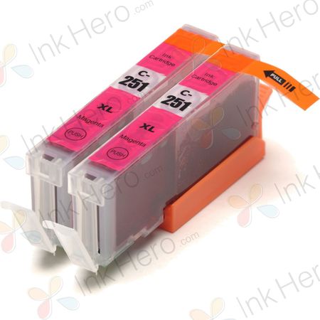 2 Pack Canon CLI-251XL Magenta Compatible High-Yield Ink Cartridges (6450B001)