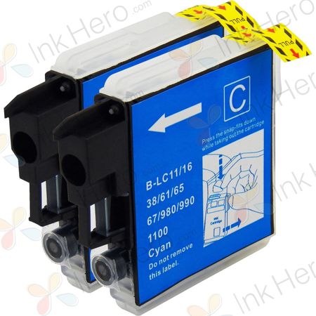 2 Pack Brother LC61C Cyan Compatible Ink Cartridges