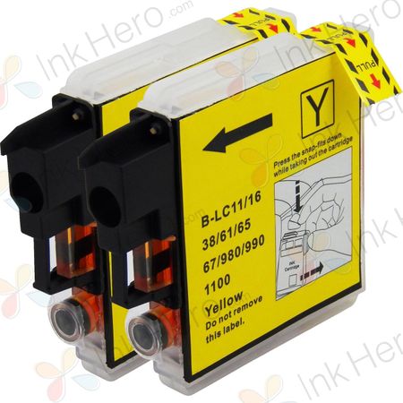 2 Pack Brother LC61Y Yellow Compatible Ink Cartridges