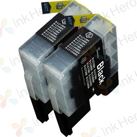 2 Pack Brother LC75BK Black Compatible High-Yield Ink Cartridges (Replaces LC71BK)