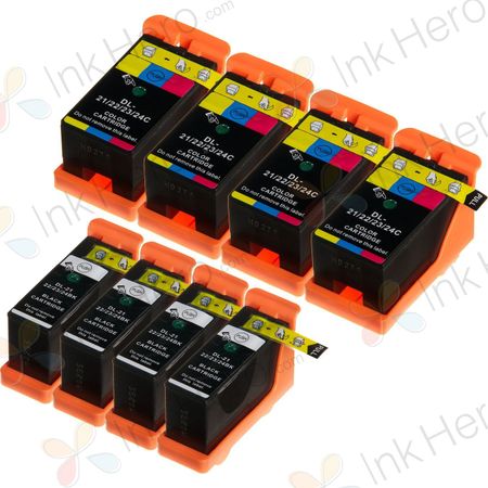 8 Pack Dell Series 21 Black & Color Compatible Ink Cartridges