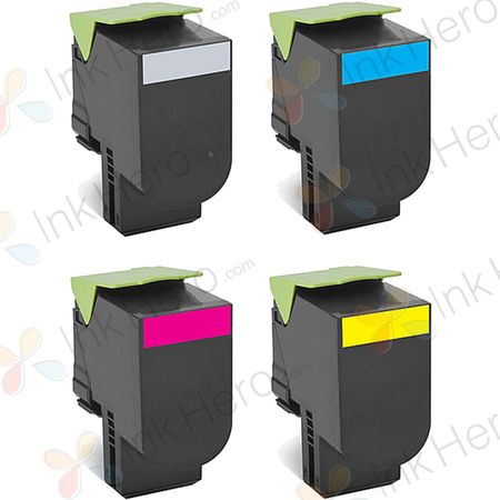 4 Pack Lexmark CX310 / CX410 / CX510 Remanufactured Toner Cartridges