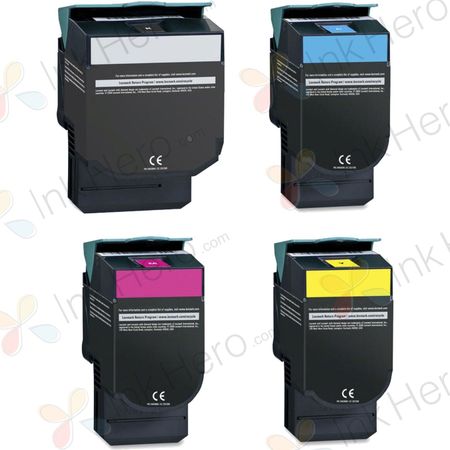 4 Pack Lexmark C540H2 Compatible High-Yield Toner Cartridges