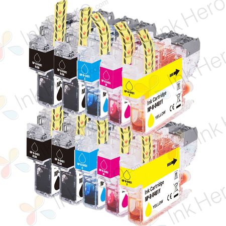 10 Pack Brother LC401 XL High-Yield Compatible Ink Cartridges