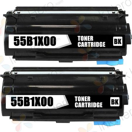 2 Pack Lexmark 55B1X00 Black Compatible Extra High-Yield Toner Cartridge