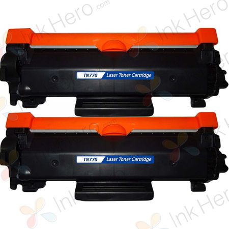 2 Pack Brother TN770 Black Compatible Super High-Yield Toner Cartridges