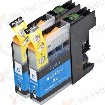 2 Pack Brother LC103 / LC101 Cyan Compatible High-Yield Ink Cartridges