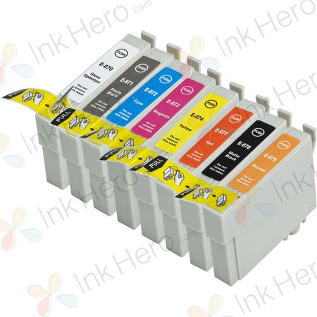 8 Pack Epson 87 Remanufactured Ink Cartridges