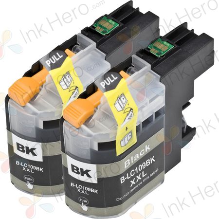 2 Pack Brother LC109BK Black Compatible Ultra High-Yield Ink Cartridges