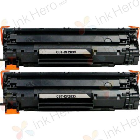 2 Pack HP 83X High-Yield Black Compatible Toner Cartridge (CF283X)