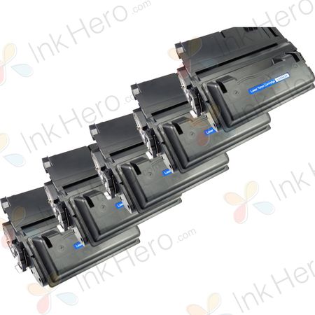 5 Pack HP 42X High-Yield Black Remanufactured Toner Cartridge (Q5942X)