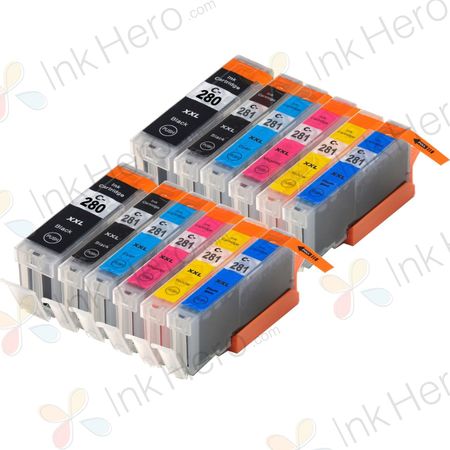 12 Pack Canon PGI-280XXL & CLI-281XXL Compatible Super High-Yield Ink Cartridges