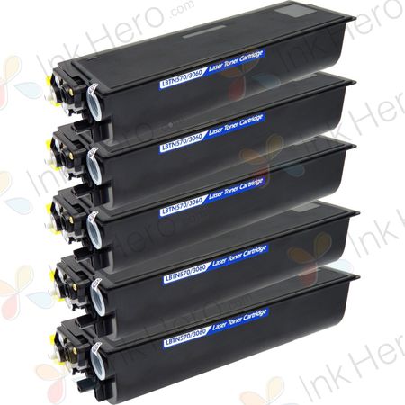 5 Pack Brother TN570 Black Compatible High-Yield Toner Cartridge (Replaces TN540)