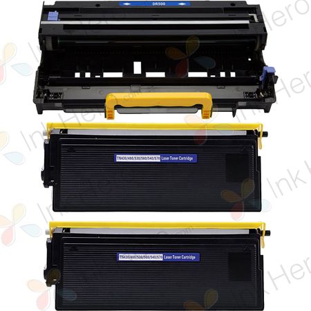 3 Pack Brother TN560 & DR500 High Yield Black Compatible toner and Drum Set (Replaces TN530)