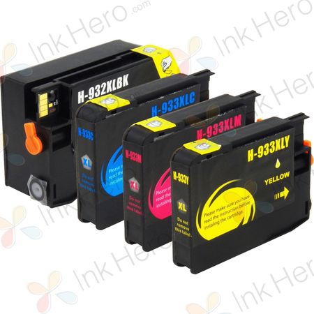 4 Pack HP 932XL & 933XL High-Yield Remanufactured Ink Cartridges