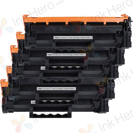 5 Pack HP 134A Black Compatible Toner Cartridge (W1340A)