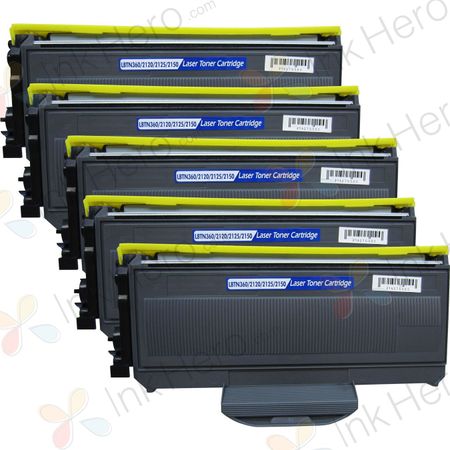 5 Pack Brother TN360 Compatible Toner