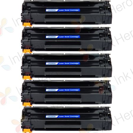 5 Pack HP 85A Black Compatible Jumbo Toner Cartridge (CE285A)