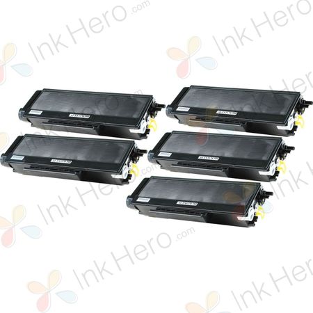 5 Pack Brother TN580 Black Compatible High-Yield Toner Cartridge (Replaces TN550)