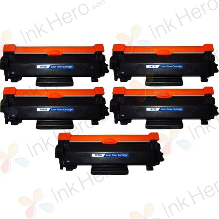 5 Pack Brother TN770 Black Compatible Super High-Yield Toner Cartridges