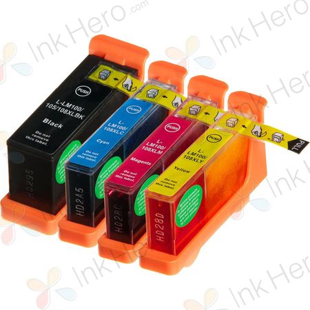 4 Pack Lexmark 100XL Compatible High-Yield Ink Cartridges