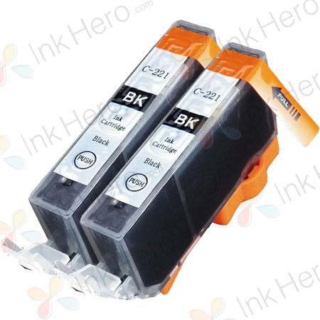 2 Pack Canon CLI-221BK Black Compatible Ink Cartridges (2946B001)