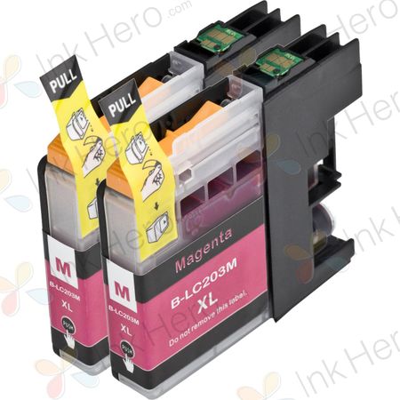 2 Pack Brother LC203 Magenta Compatible High-Yield Ink Cartridges (Replaces LC201)